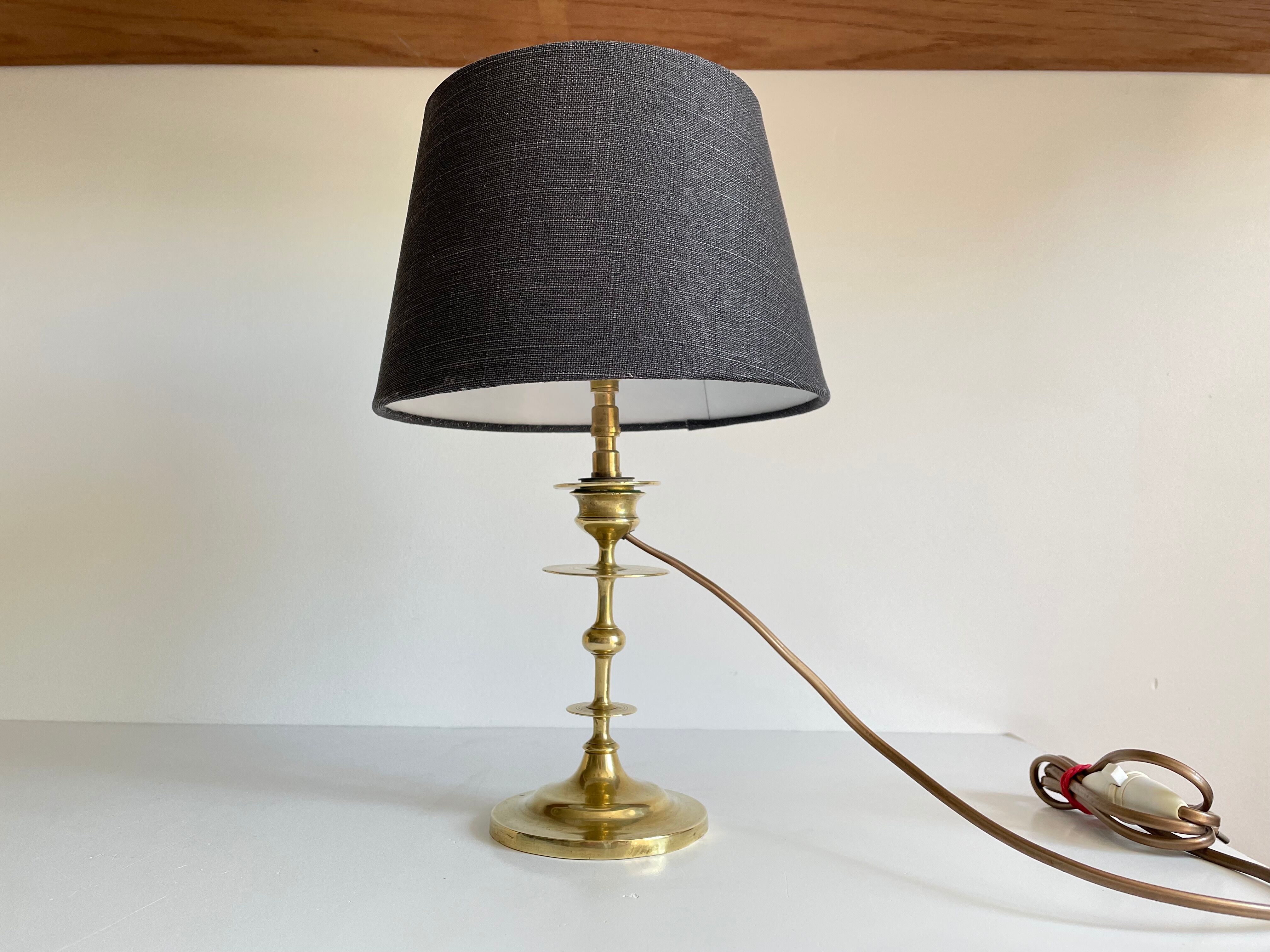 Old solid brass candle holder lamp