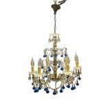 Vintage Italian Macaroni Murano  Blue Chandelier