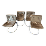 Lot de 4 chaises en cuir et chrome