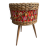 Sewing box on wooden and rattan legs