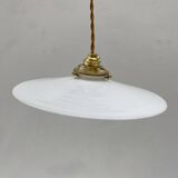 Pair of vintage white opaline pendant lights