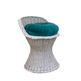 Vintage woven wicker stool 1950