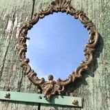 Vintage mirror in solid golden brass