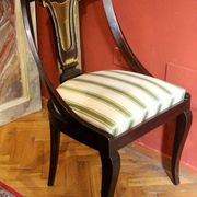 18th Century French Directoire Mahogany Chairs with Silk Blend Upholster Fabric, Set of 4