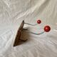 Vintage coat rack - double coat hook - red wooden balls