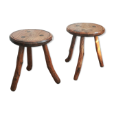 Paire de tabourets tripodes
