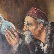 Peinture à l'huile alchimiste vintage du milieu du siècle
