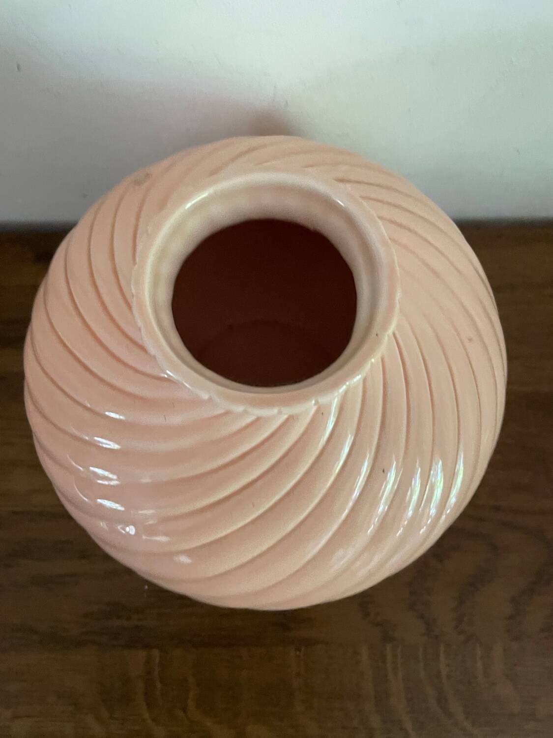 Powder pink art deco ball vase