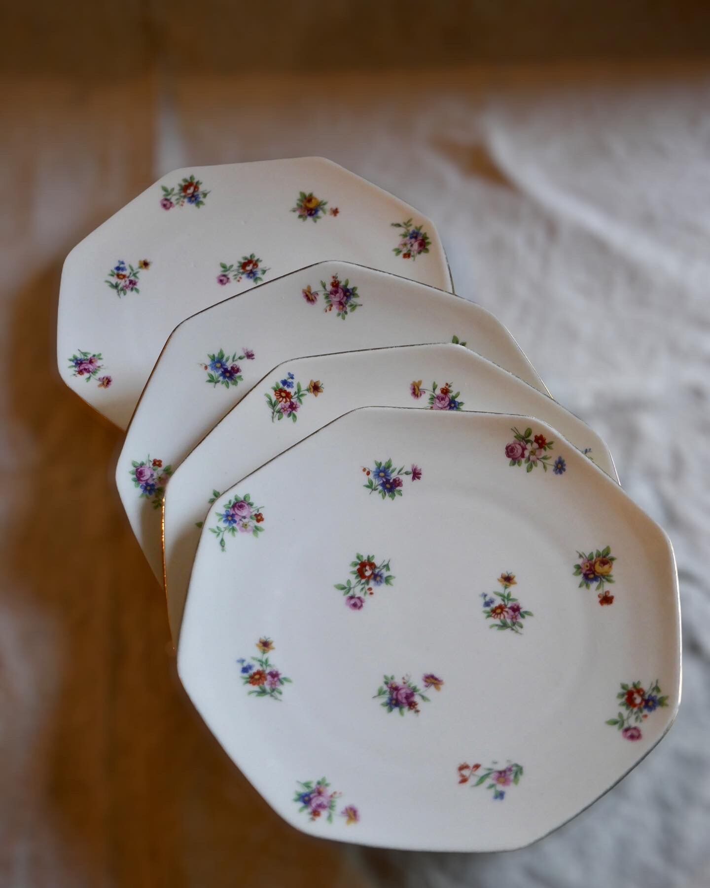Series of 4 plates porcelain dessert from Limoges
