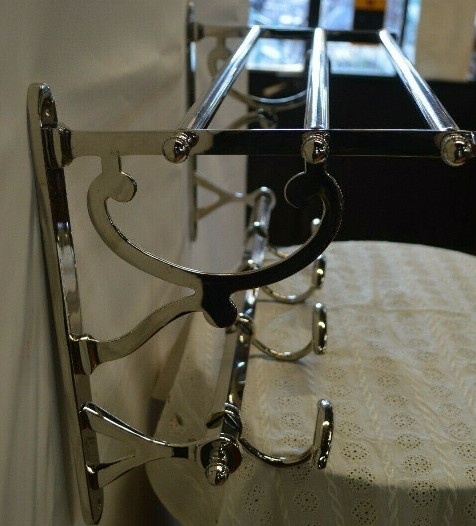 Chrome iron coat rack with hat holder