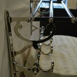 Chrome iron coat rack with hat holder
