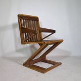 Zig Zag Vintage Chair Unique Piece Z Chair Solid Armchair, 70s 80s