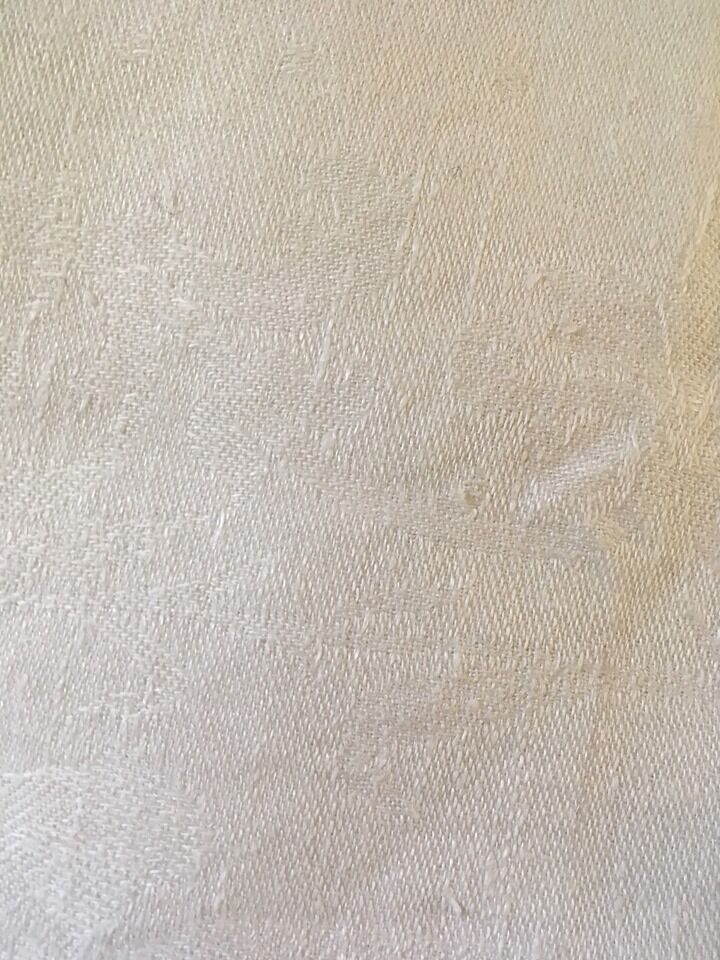 Six damask white towels and embroidered M N.