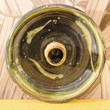 Set of 2 glazed pottery candle holders signed