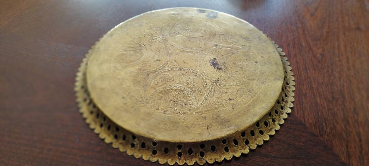 Oriental brass tray