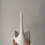 Vintage English white ceramic swan vase/cachepot