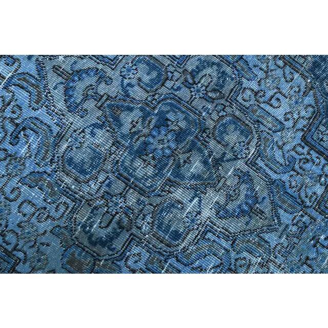 1970s Vintage Persian Handmade Wool Cotton Blue Area Rug 297x385