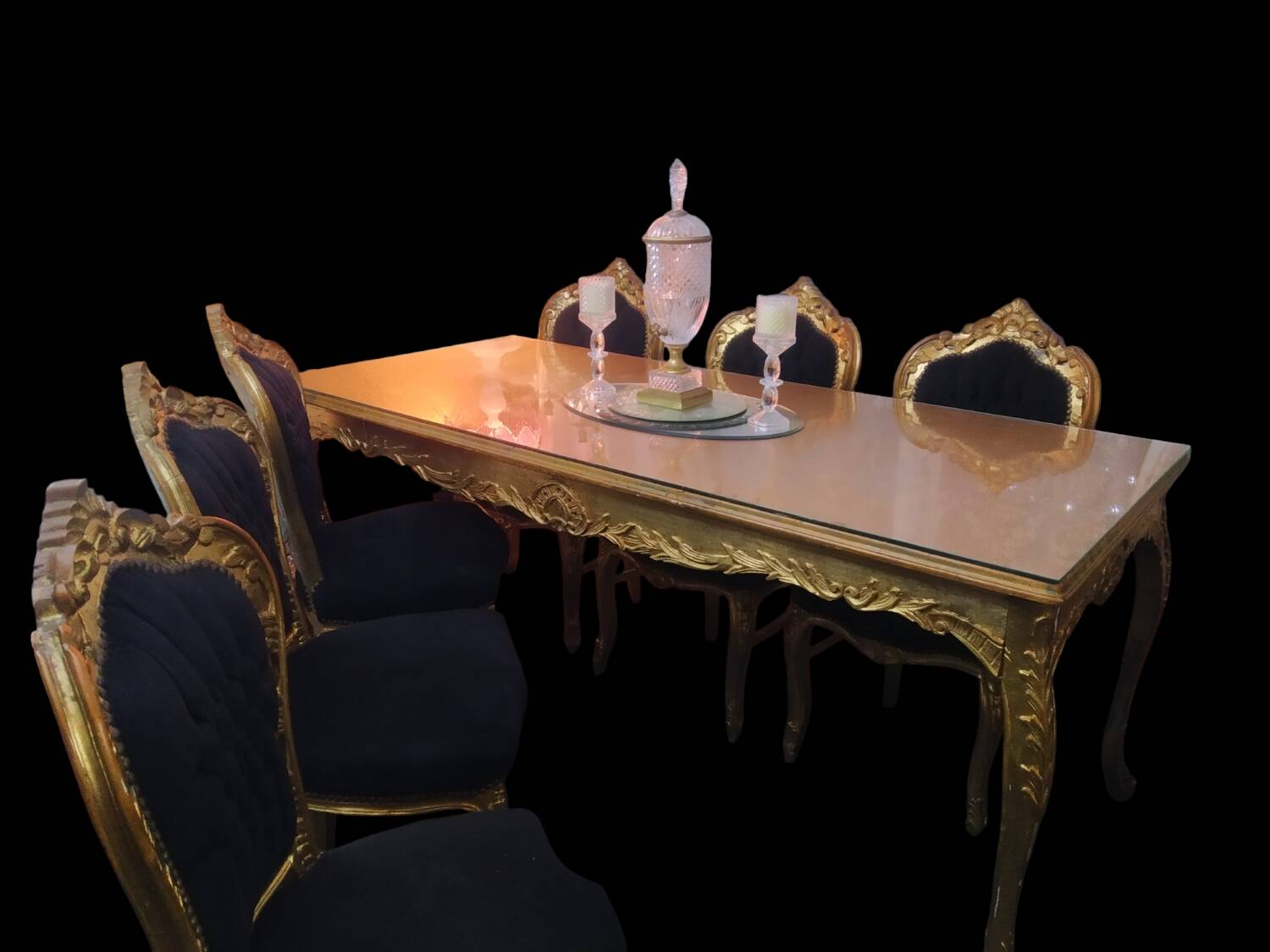 Table + 6 baroque chairs