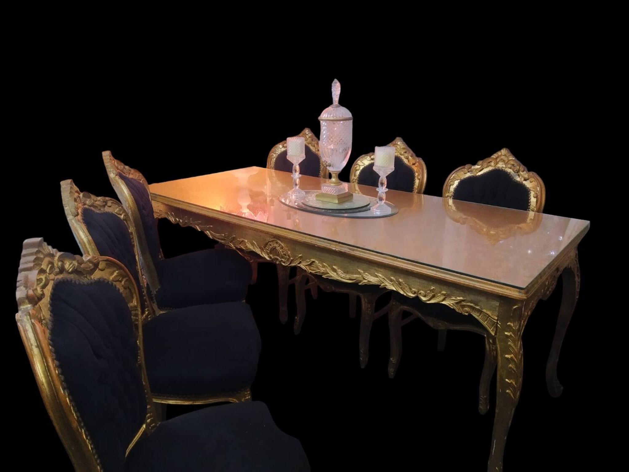 Table + 6 baroque chairs