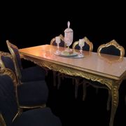 Table + 6 baroque chairs