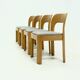 Set of 4 sculptural dining chairs in light oak, 1970s
