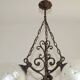 French Vintage 3 Light Bronze Effect Chandelier - Opaque Glass Ball Shades