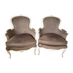 Paire de fauteuils anciens - velours
