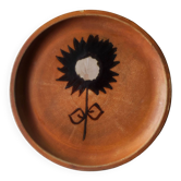 Enamelled stoneware plate, Vallauris, dove pottery