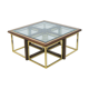 Coffee table with 4 pieces of wooden sofa and gilded brass