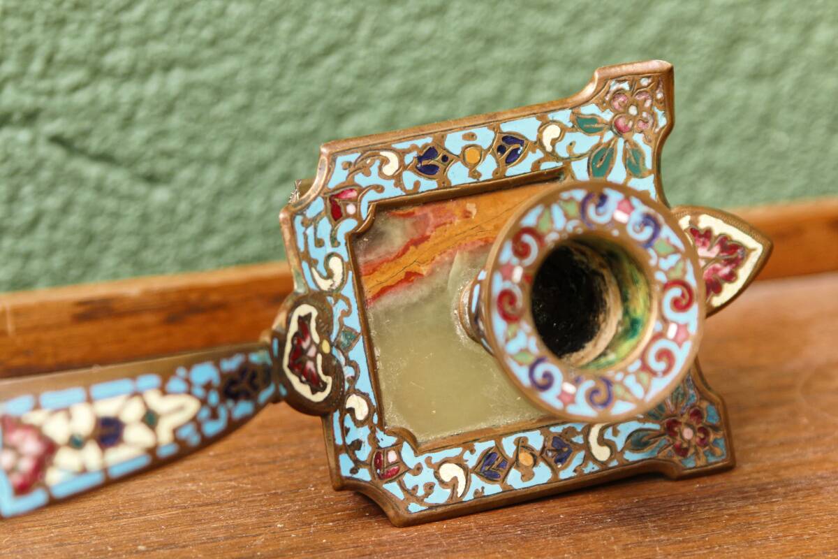 Cloisonne bronze hand candle holder, Napoleon III