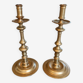 Pair of 18th century bronze candlesticks