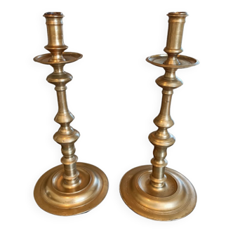 Pair of 18th century bronze candlesticks