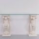1970s Classic Greek Console Table with Cast Stone and Glass Top