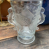 Art Deco crystal vase fish and hypocampes