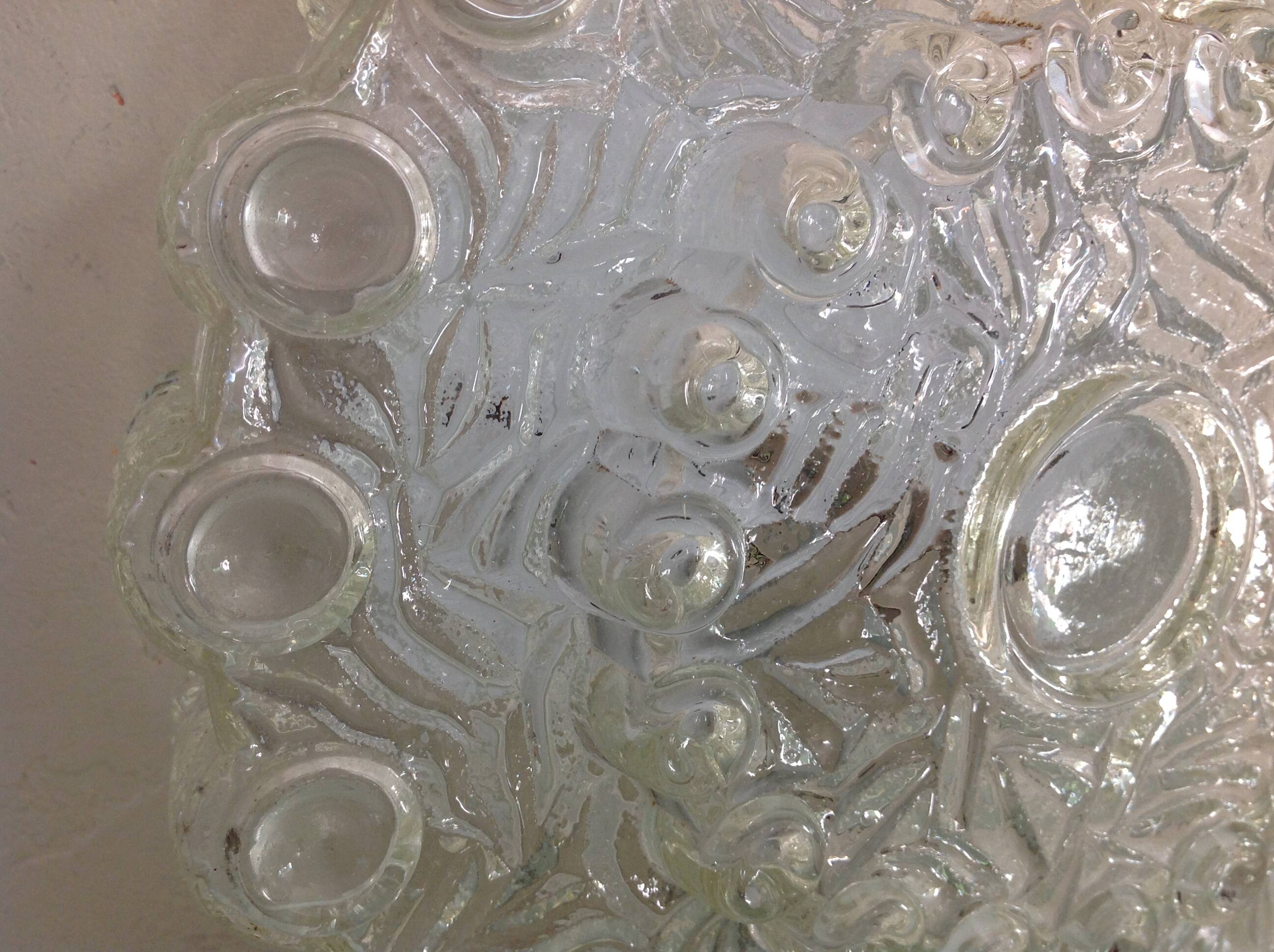 Round vintage bubbled glass ceiling light from the 60s and 70s