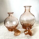 1950s pink glass carafes