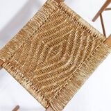 Set of 3 bar stools in Oak and Rush woven seat