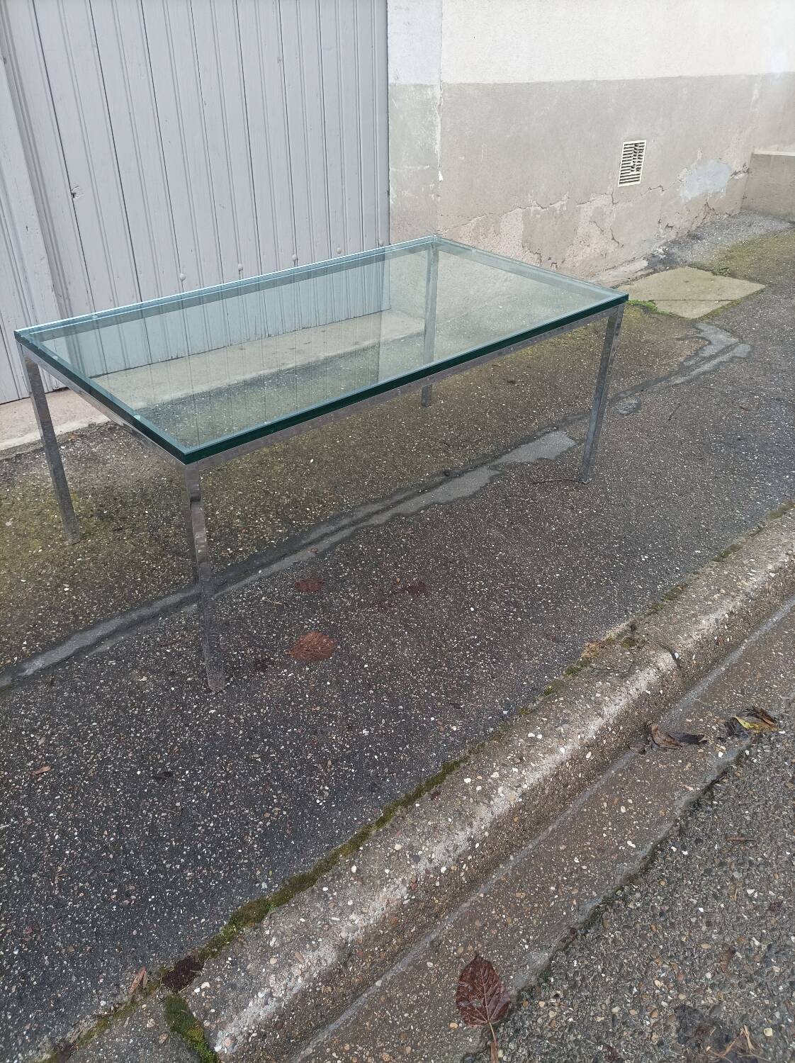 Table basse vintage dalle de verre