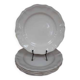 Set of 5 Sarreguemines flat plates in cream color