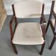 4 wooden and fabric chairs