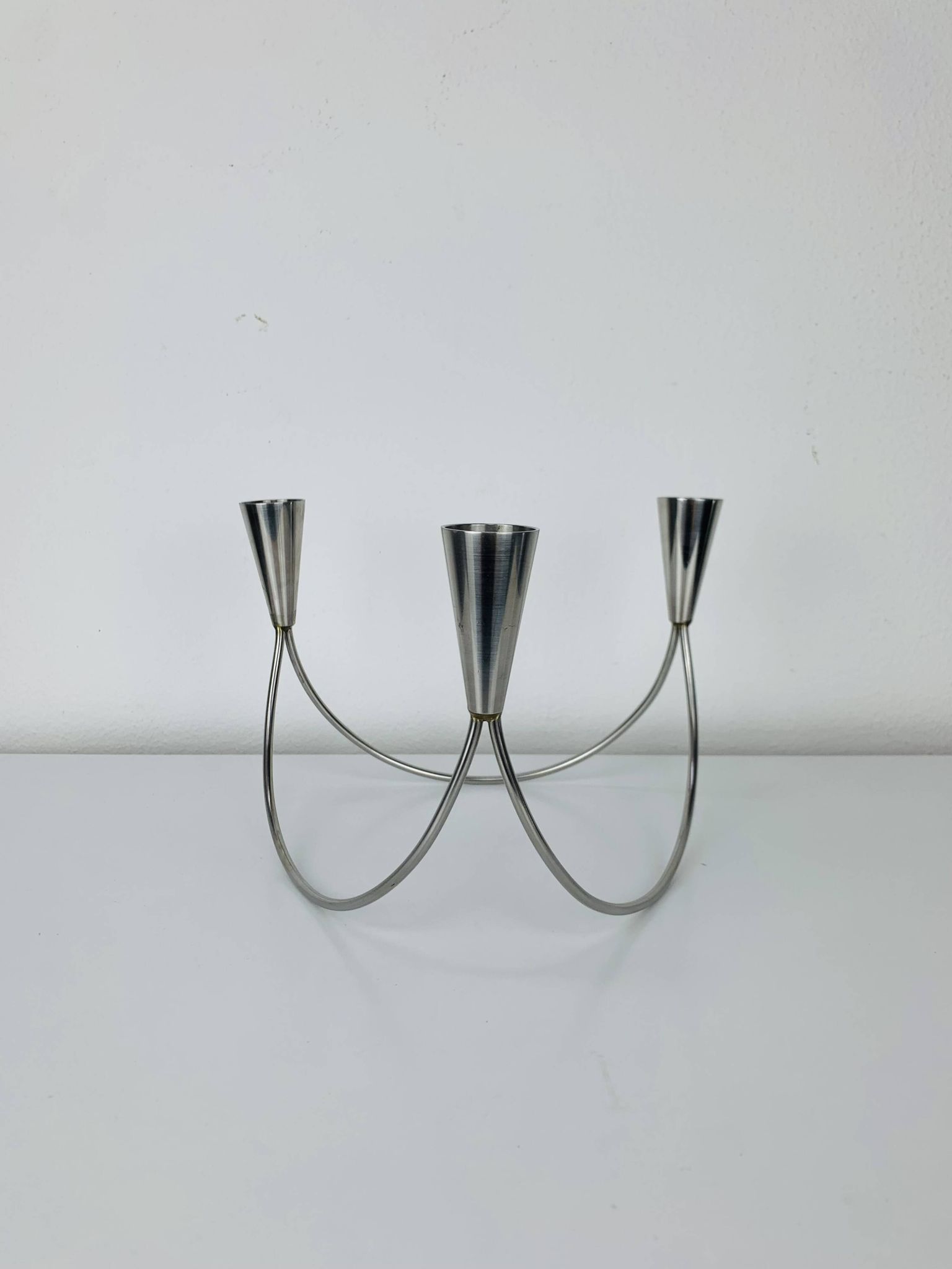 Bougeoir inox triple, vintage