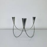 Vintage triple stainless steel candle holder