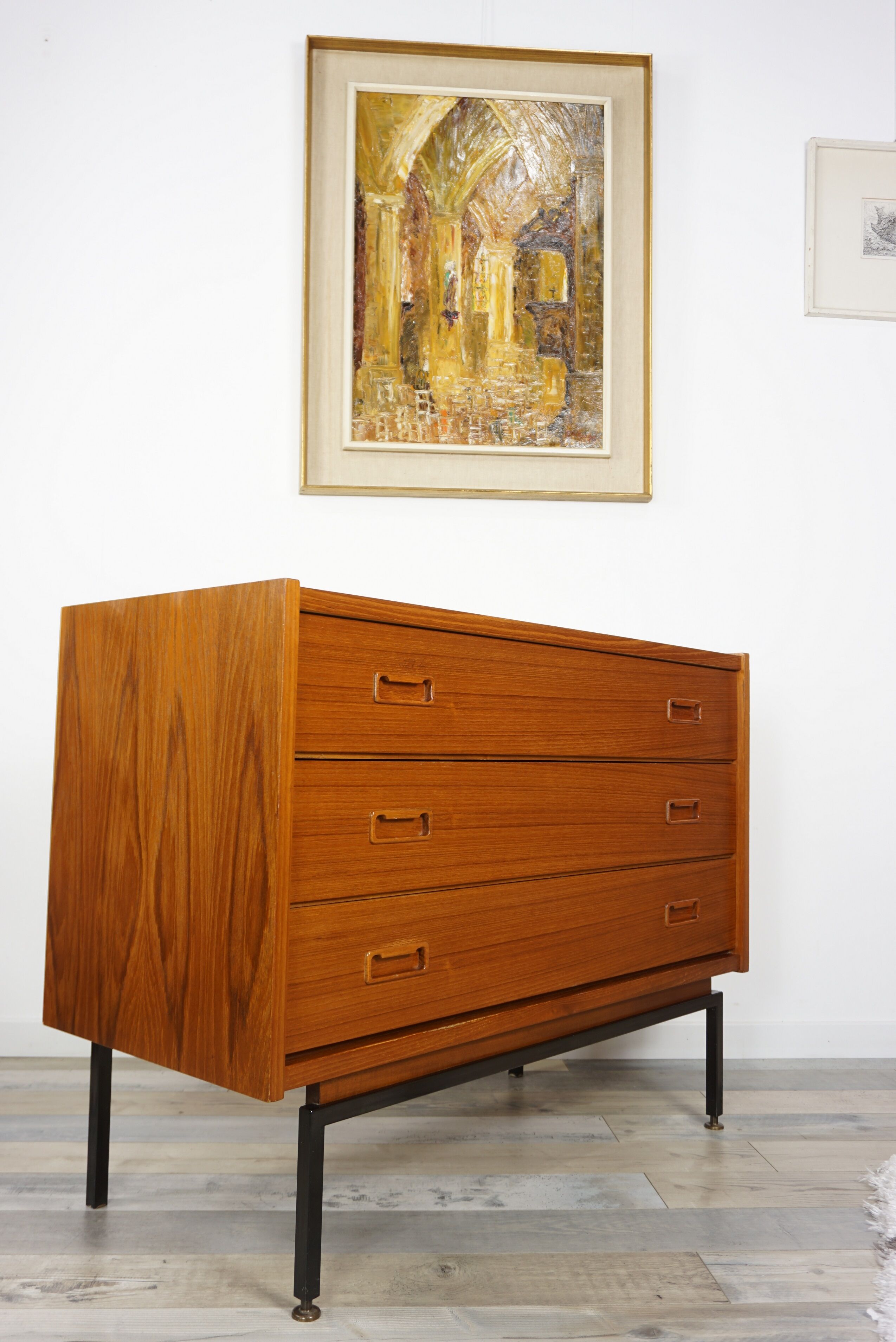Commode en teck et métal années 60