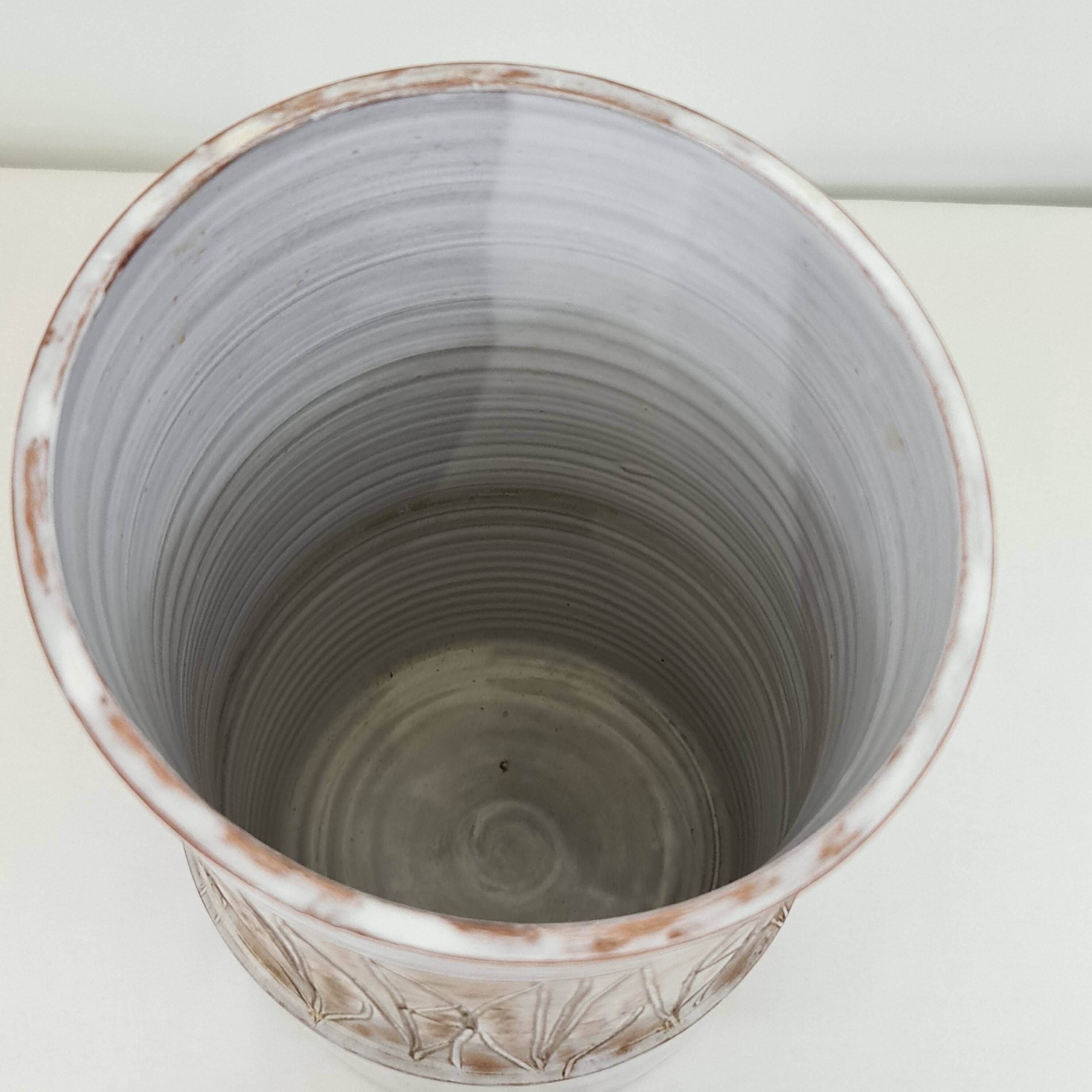 Large ceramic cylinder vase by Les Argonautes