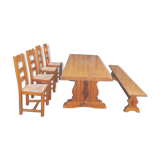 Monastery table with 4 chairs and 1 bench