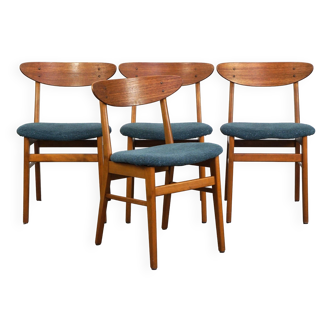 Ensemble de 4 chaises à repas vintage design danois des années 1960 par Farstrup Mobler, modèle 210