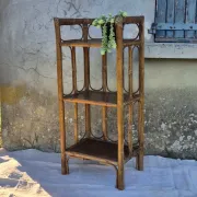 Set of 2 vintage bamboo rattan bedside shelves