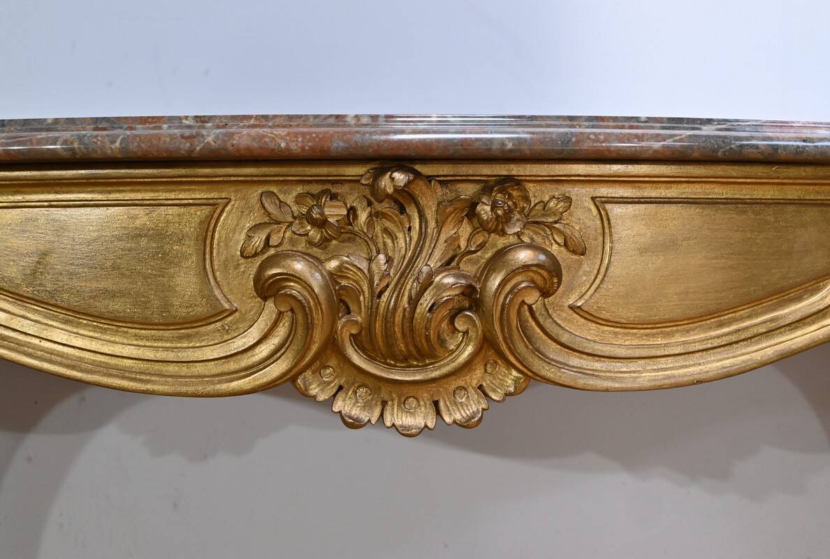 Important Wall Console in Gilded Wood, Louis XV style – Early 20th century