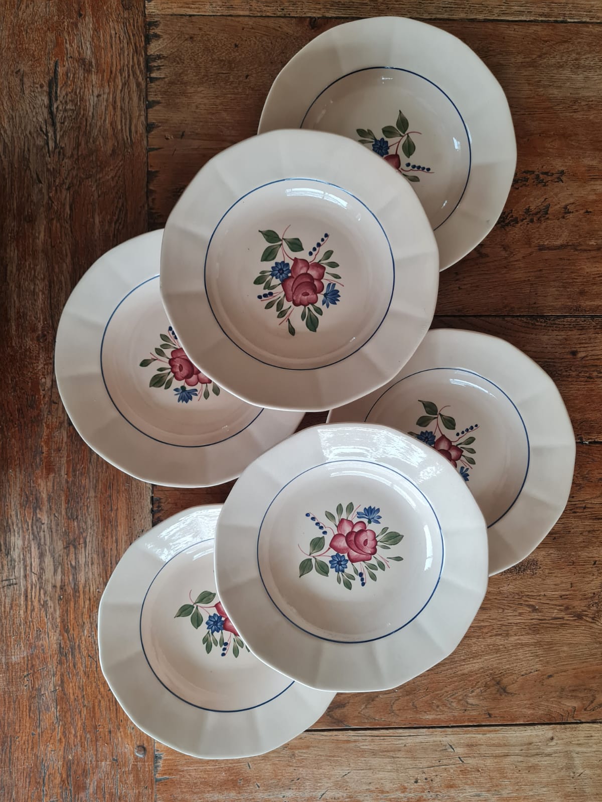 Set of 6 hollow plates Digoin Sarreguemines