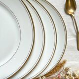 6 Petites assiettes vintage Française en porcelaine de Limoges blanche dorée